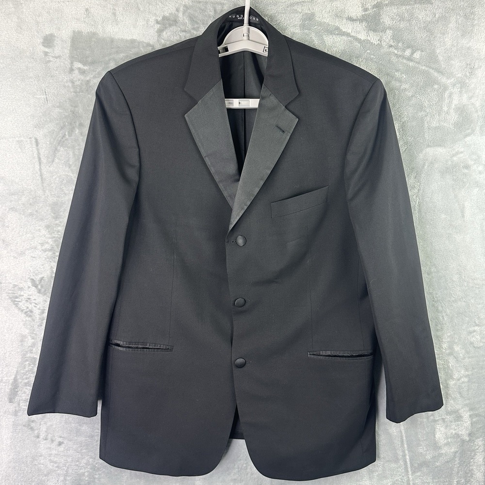 Hugo Boss Baker Jazz Black‎ Wool Blazer Sport Coat 44R Made in Greece